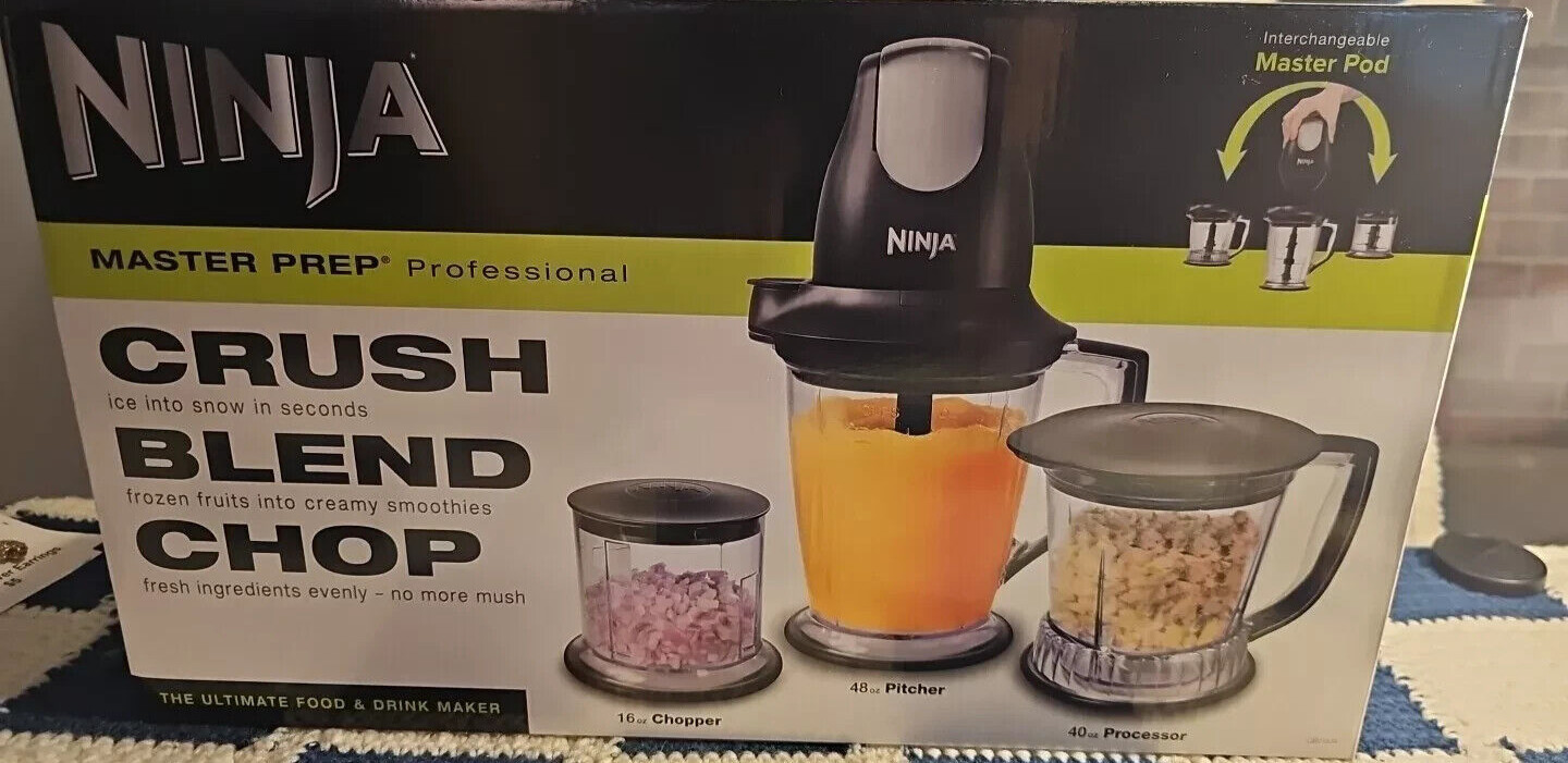 NEW Ninja Master Prep Professional Blender Food Processor w/ 16 Oz 40 Oz & 48 Oz