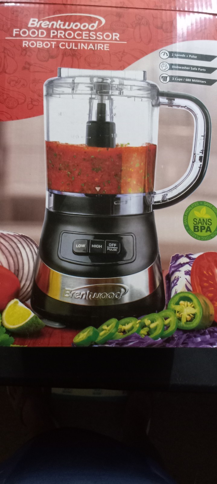 Brentwood Appl. FP-549BK 3-Cup Food Processor (Black)