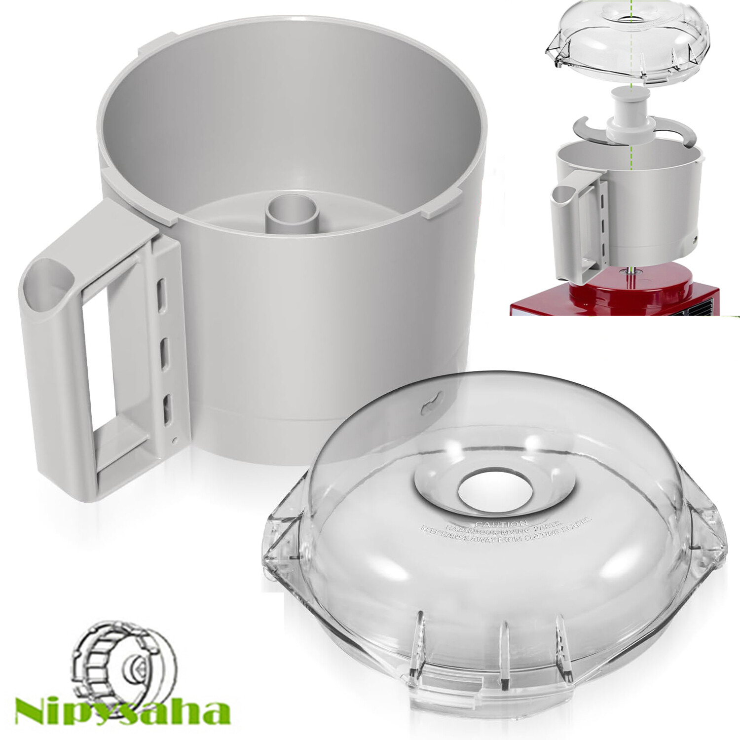106458S Cutter Bowl Lid and Cutter Bowl for Robot Coupe R2 3L Gb R2 DICE R2B R2N
