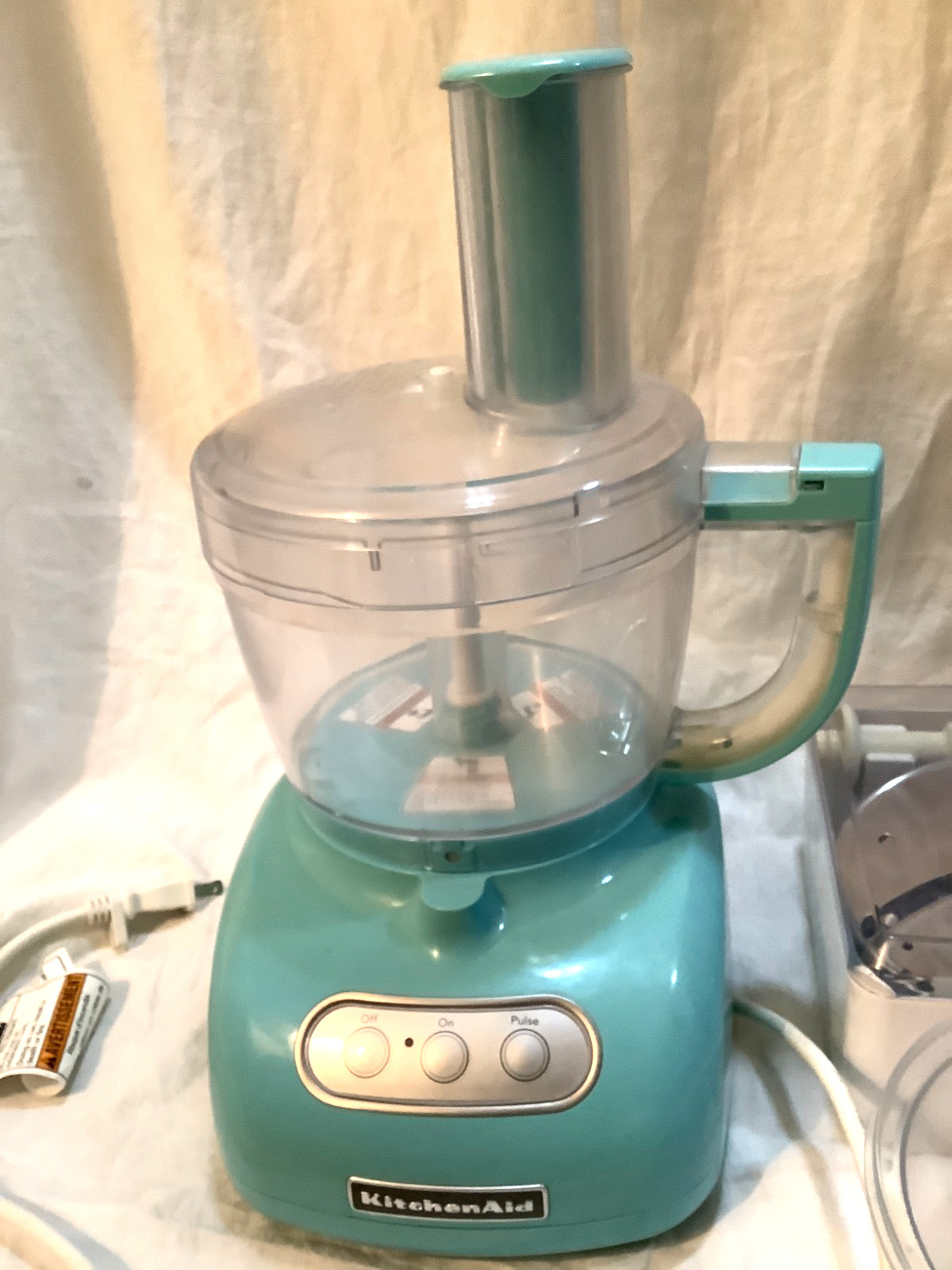 Kitchen Aid 12-Cup Food Processor KFP750 w/Accessories Rare Aqua blue