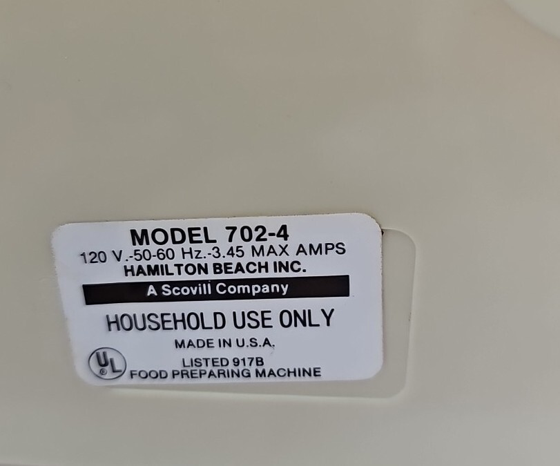 Hamilton Beach Scovill Dual Speed Food Processor-motor base unit Model 702-4