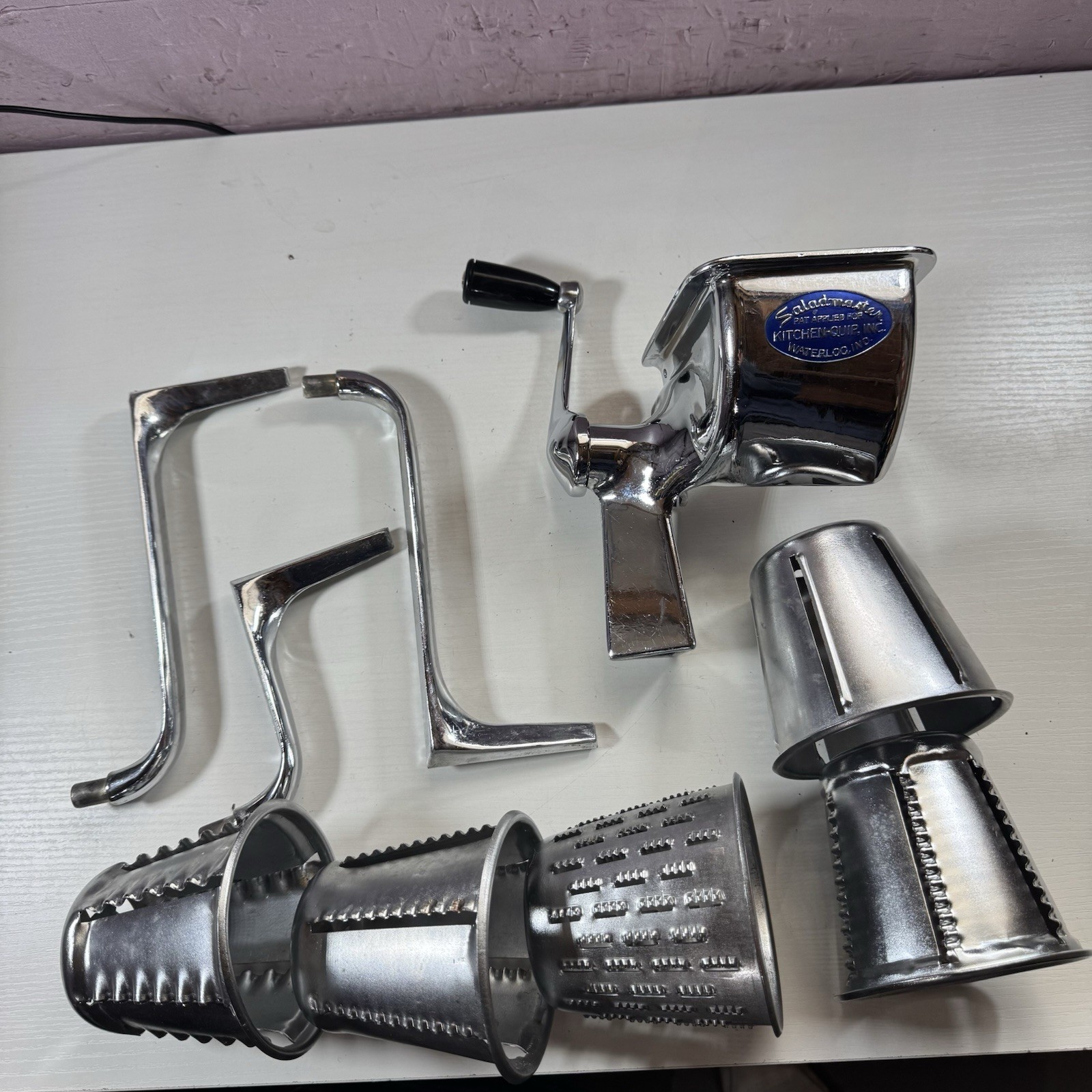 SALAD MASTER SHREDDER SLICER CUTTER 5 CONES Missing A Lot Of Pieces As Is.
