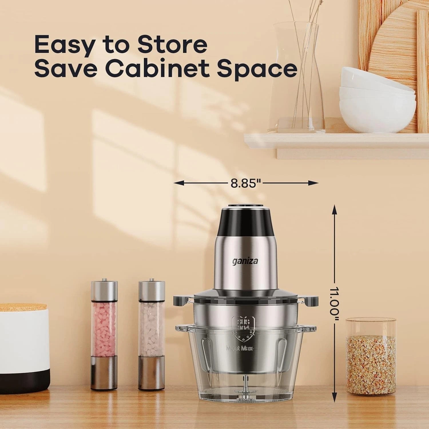 Efficient Kitchen Helper: 450W Food Processor & Meat Grinder with Safety Lock