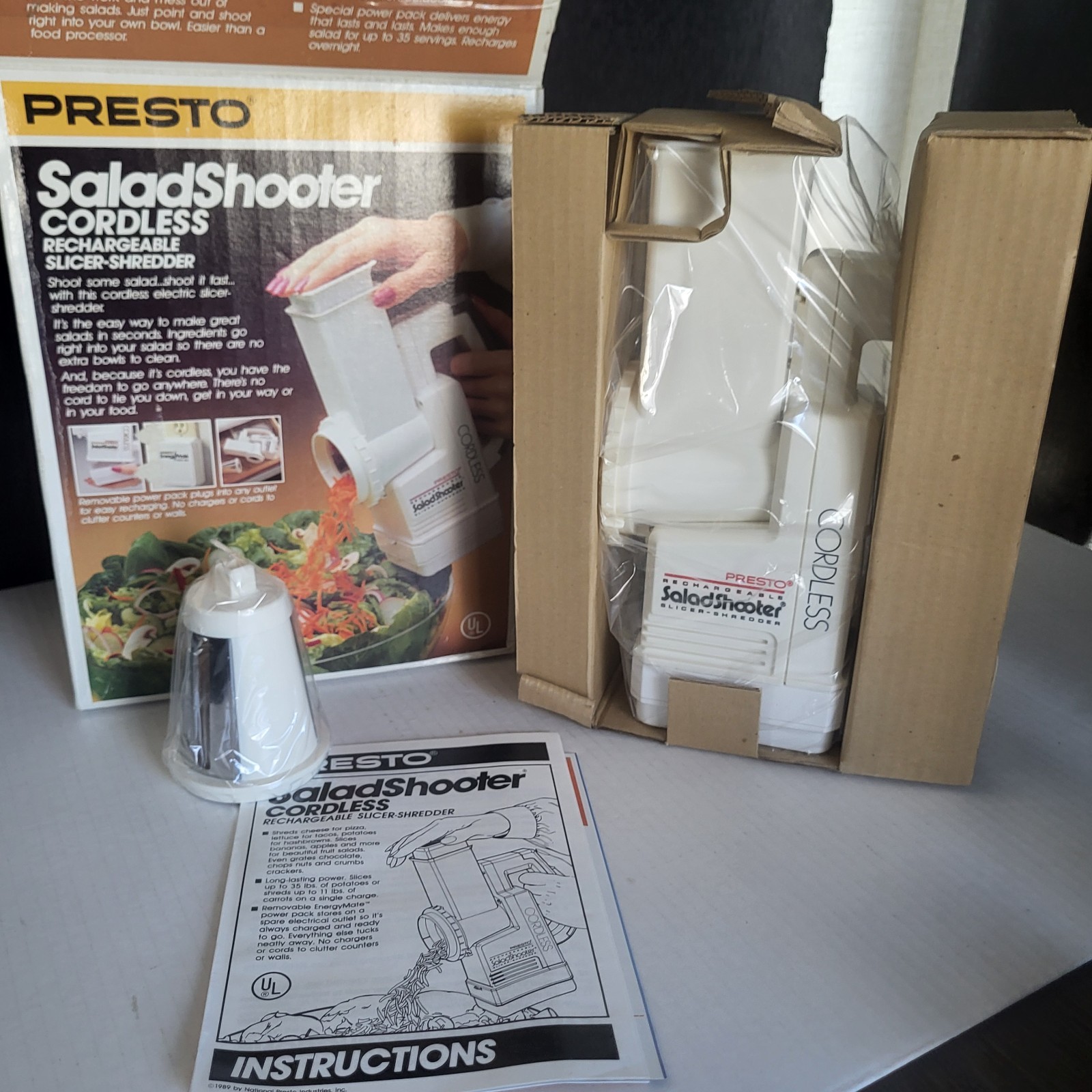 Presto Cordless Rechargeable Battery Salad Shooter 02950 Open Box 1989 – Vintage