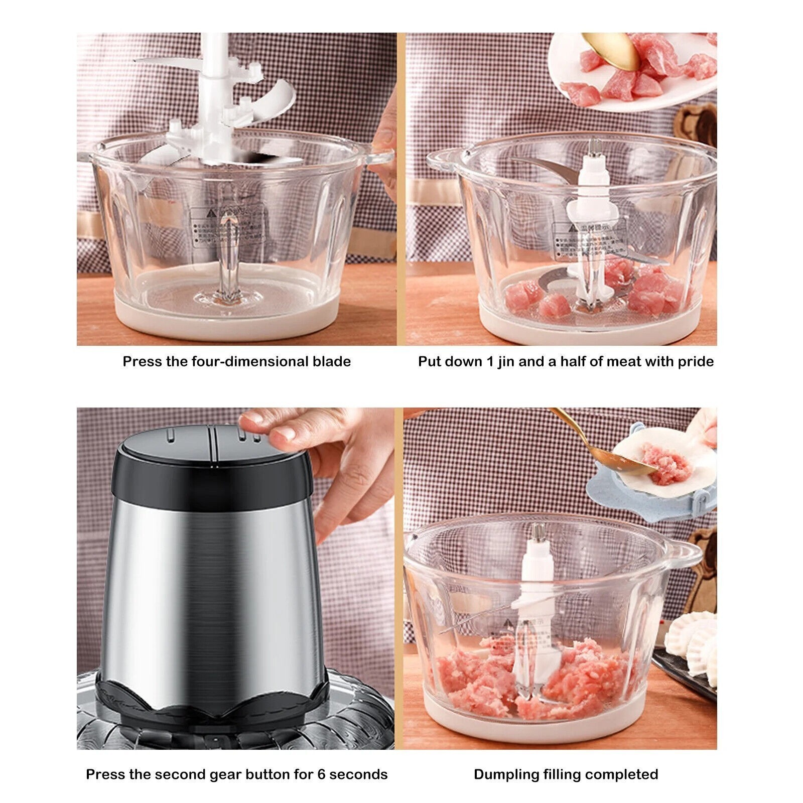 2L Electric Meat Grinder Food Processor Fruits Blender Veg Chopper Sausage Maker
