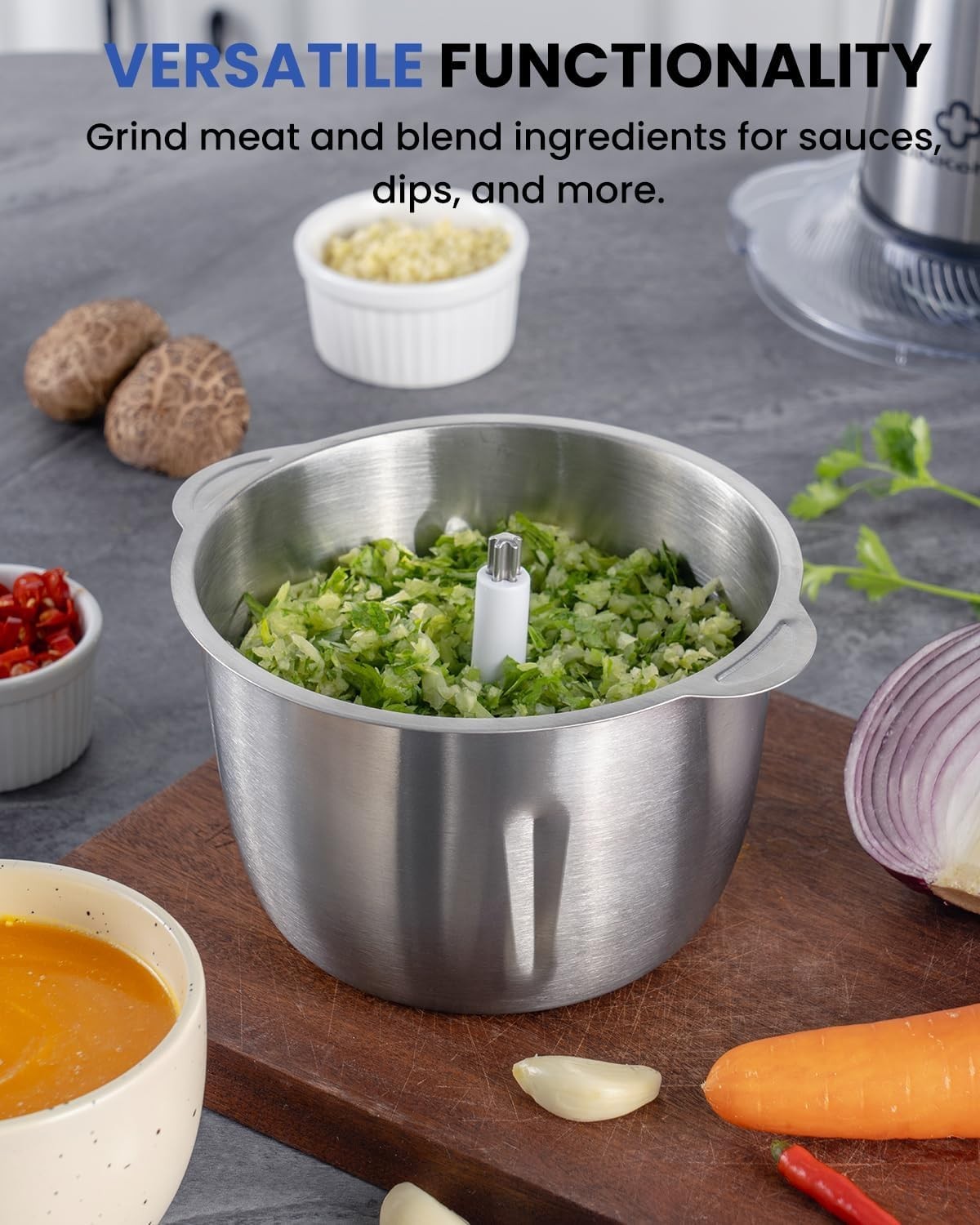 LINKChef 6 Cup Food Processor 250W Electric Meat Grinder Vegetable Chopper