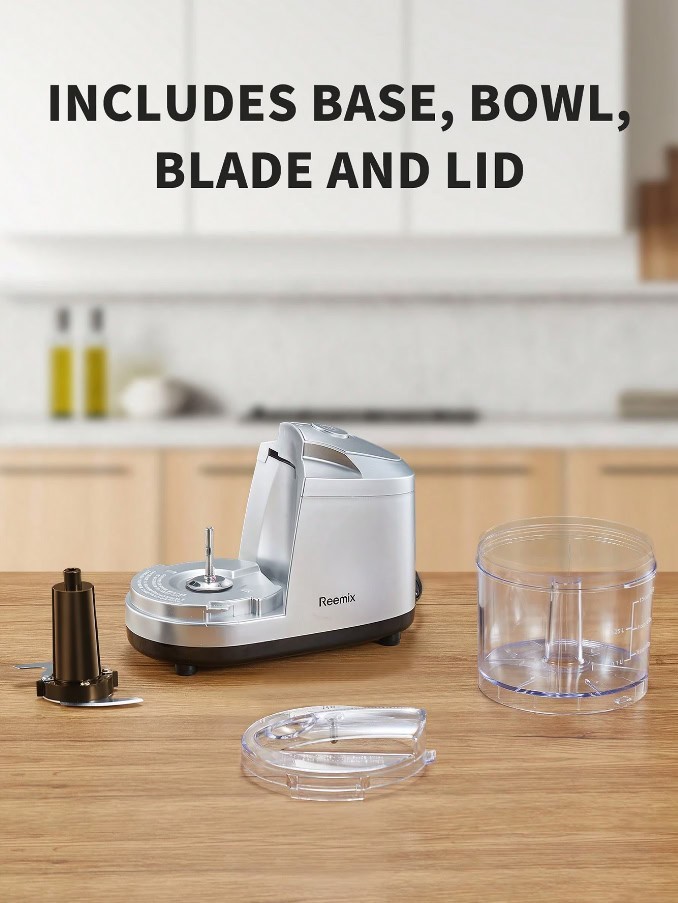 1.5 Cup Electric Food Chopper 100W One Touch Stainless Blade Meat Veg