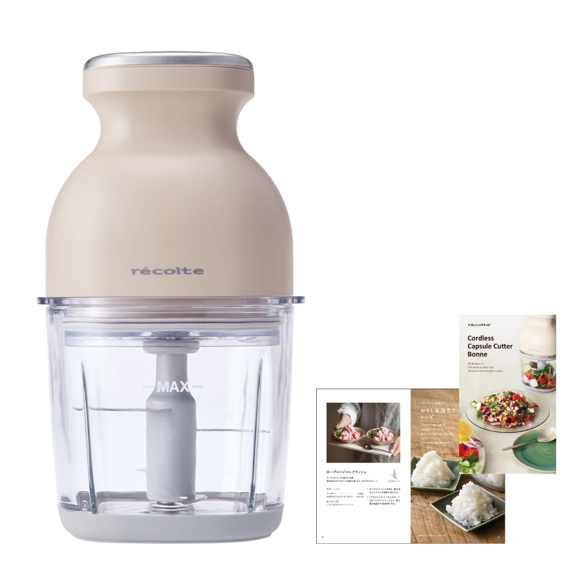 Recolte RCP-7 Bonne Cordless Mini Food Processor 8 Functions Cream White Black