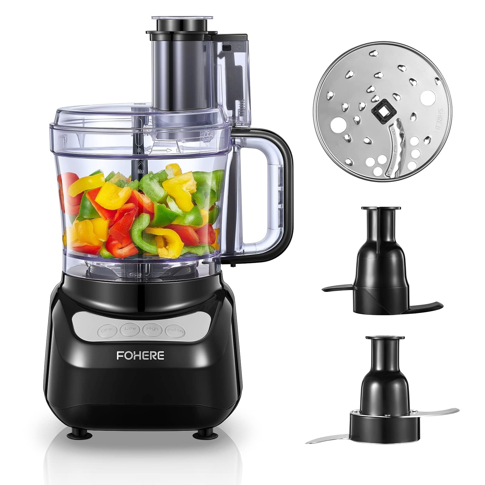 Food Processor, 12 Cup, 2-in-1 Feed Chute Food Chopper & Meat Grinder, 500 Wa…