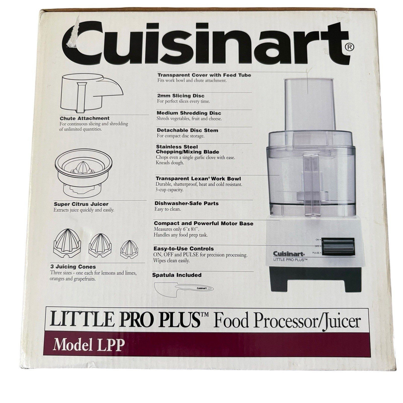 RARE 1997 NIB Cuisinart Little Pro Plus Food Processor / Juicer LPP 3-Cup White