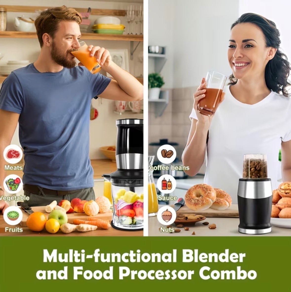 22000RPM High-Power Stand Mixer, Large Capacity Blender 3-in-1 Food Processor