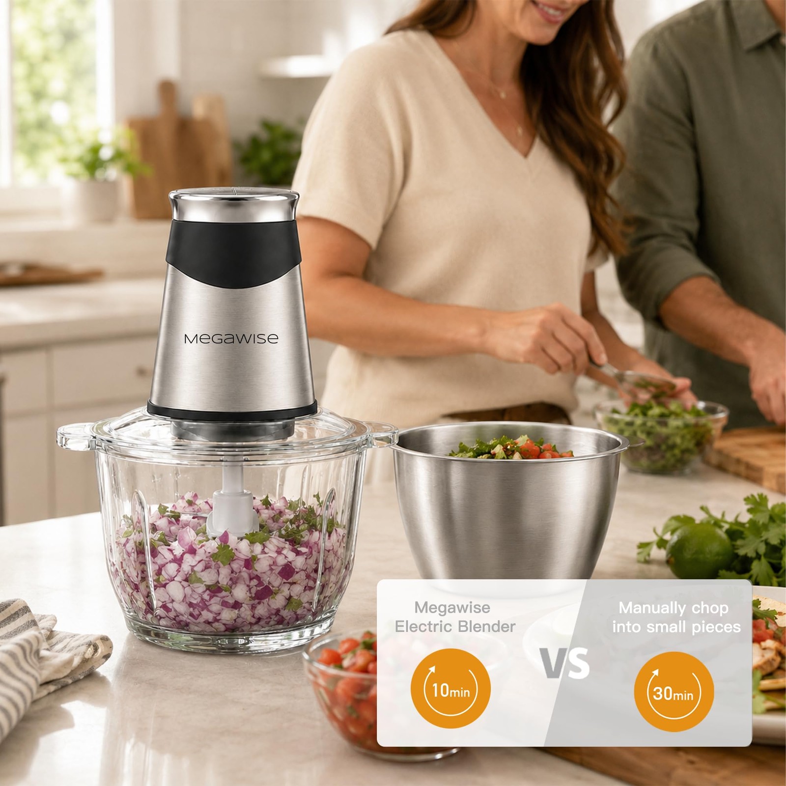 Electric Food Chopper 800W, Dual-Speed Meat Grinder with1.2L 304# Stainless S…