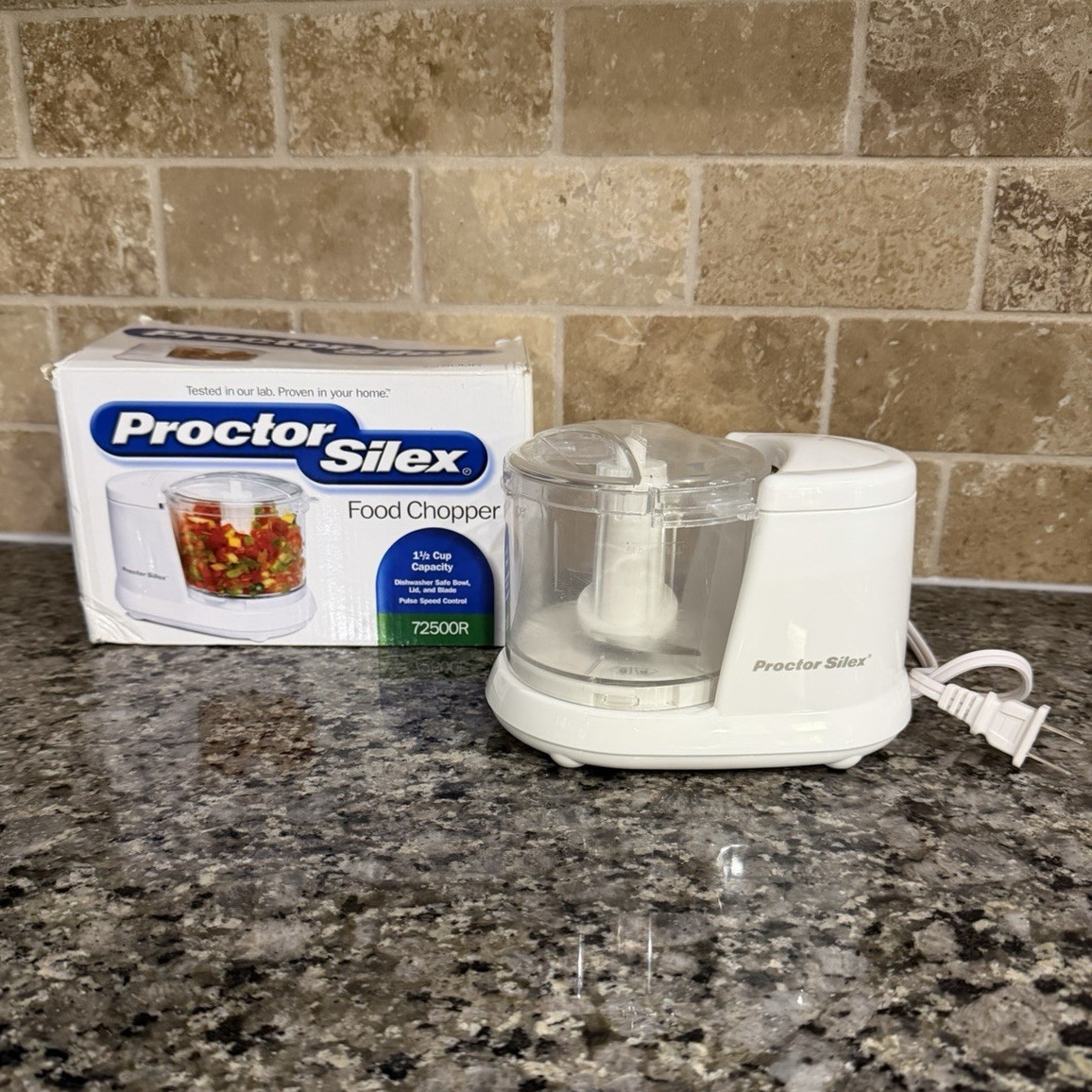 Proctor Silex 72500R Mini Food Processor 1.5 Cup Pulse Dishwasher Safe