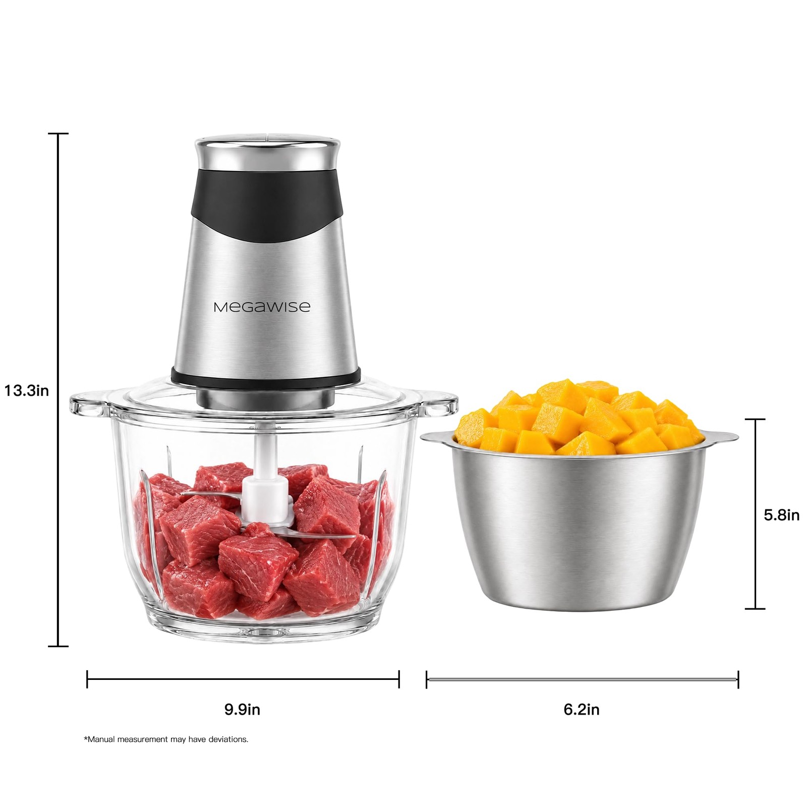 Electric Food Chopper 800W, Dual-Speed Meat Grinder with1.2L 304# Stainless S…