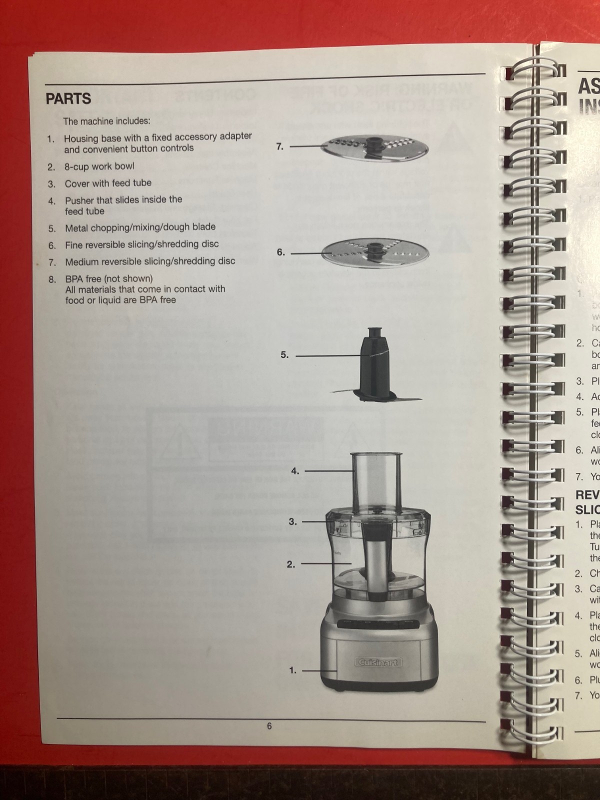 Cuisinart Food Processor FP-8 Manual Instruction and Recipe Booklet Elemental 8