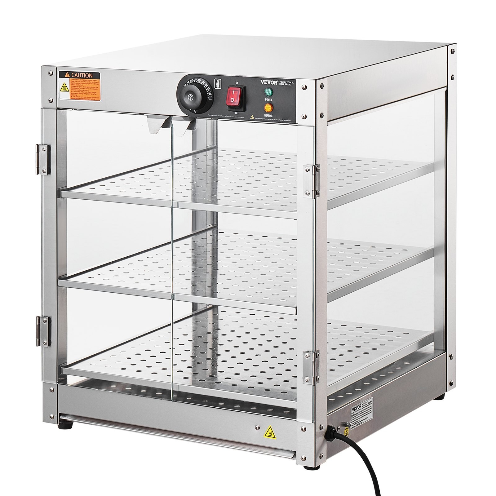 3-Tier Commercial Food Warmer Display, 800W Food Display Warmer with Light to En