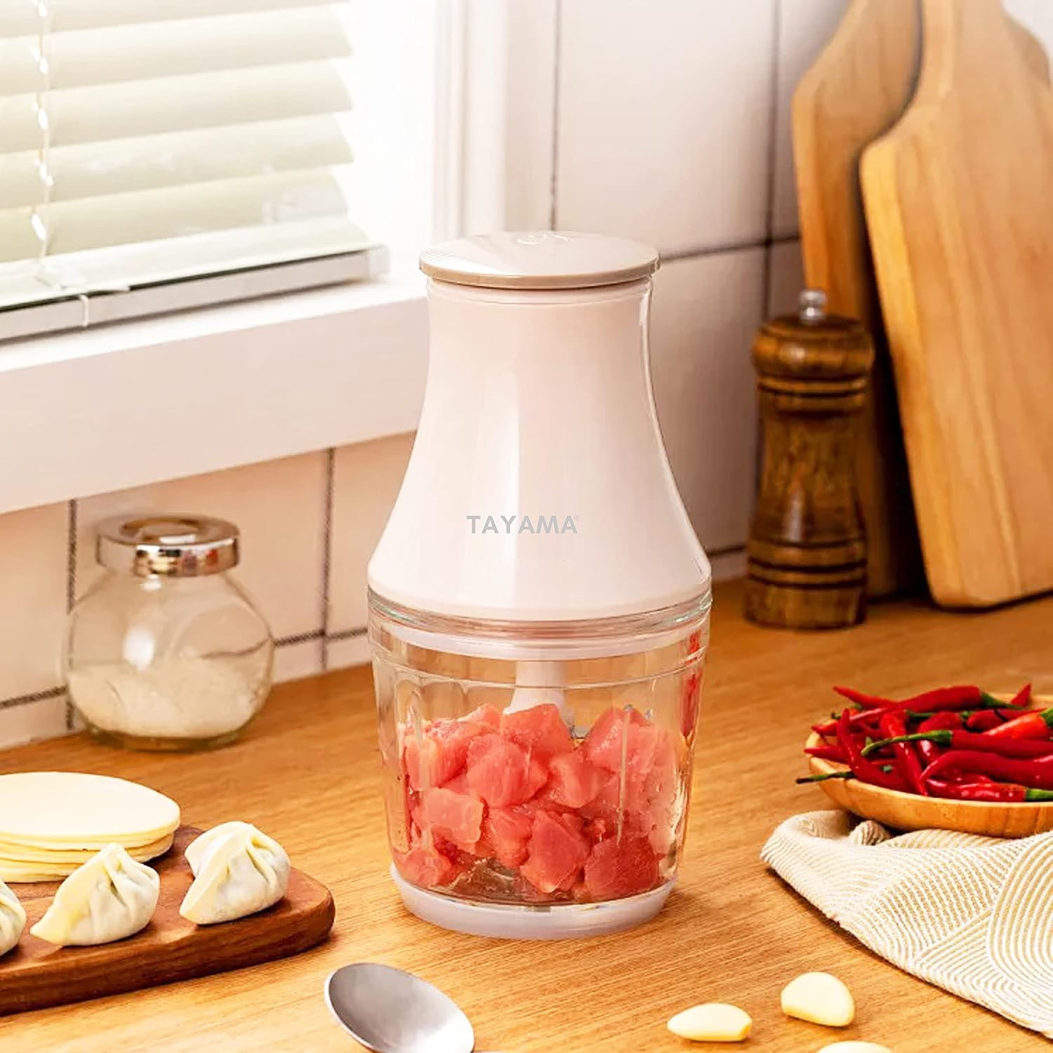2.5 Cup White 200W Mini Chopper 4-Layer Blade Food Processor, Medium