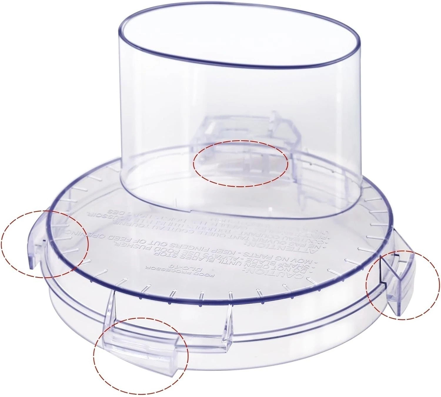 Transparent 7-Cup Food Processor Bowl Cover with 4 Locking Tabs for Cuisinart