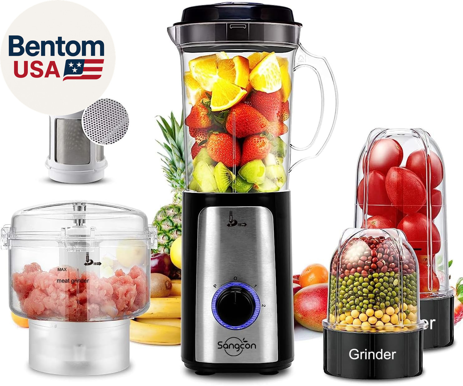 5 in 1 Blender and Food Processor Combo for Kitchen, Small Electric Food Chopper