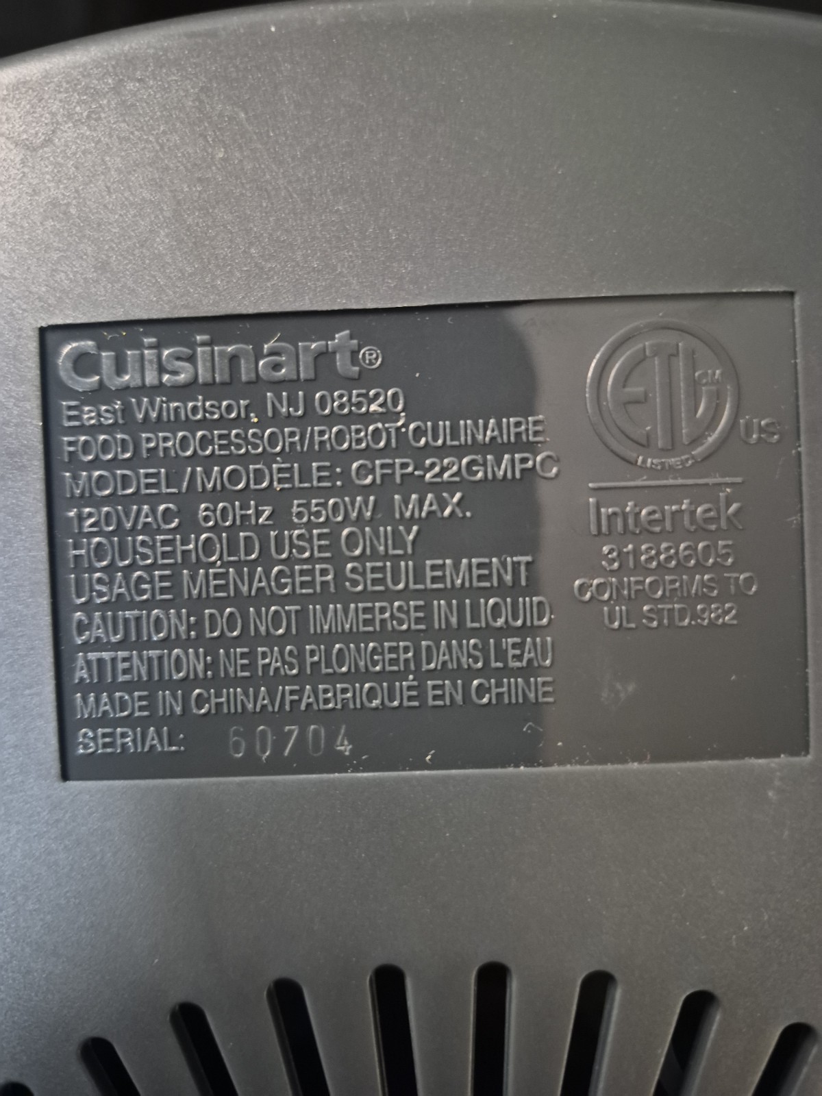 Cuisinart Elemental 11 Cup Food Processor With Attachments & Storage CFP-22