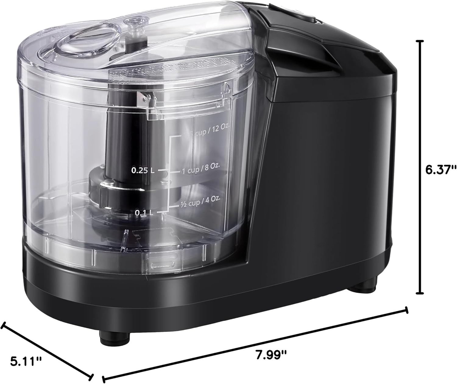 Picadora eléctrica de alimentos de 1,5 tazas con función de un solo toque, 100 W