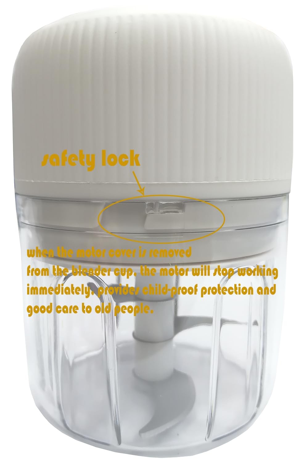 Garlic Chopper, Cordless USB Chargeable Mini Food Processors 250ML (White)
