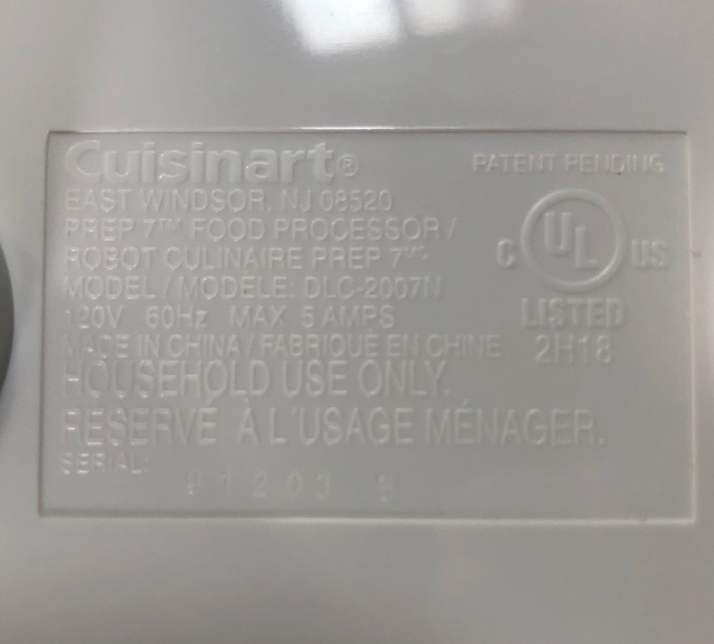 Cuisinart DLC-2007N Prep 7 7-Cup Food Processor Motor Base Unit Only Working