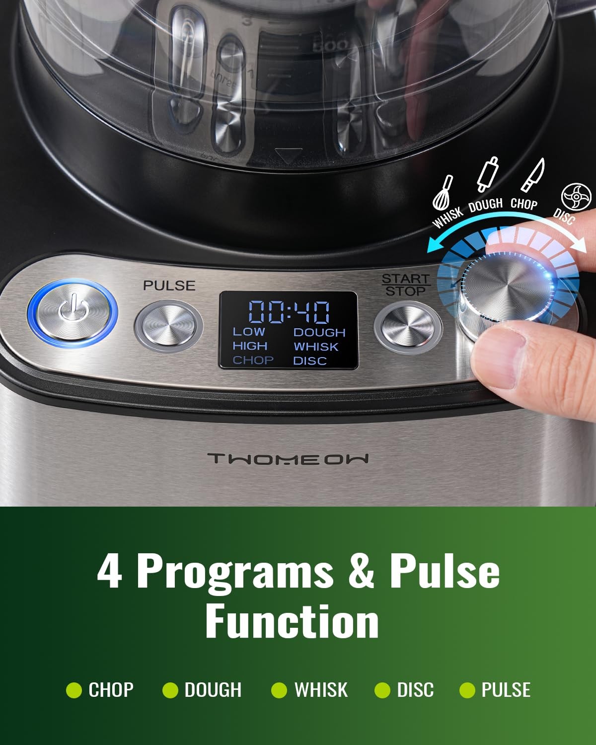Food Processor, 4 Programs & Pulse,1000W Max Power,12 Cups Total Volume for S…