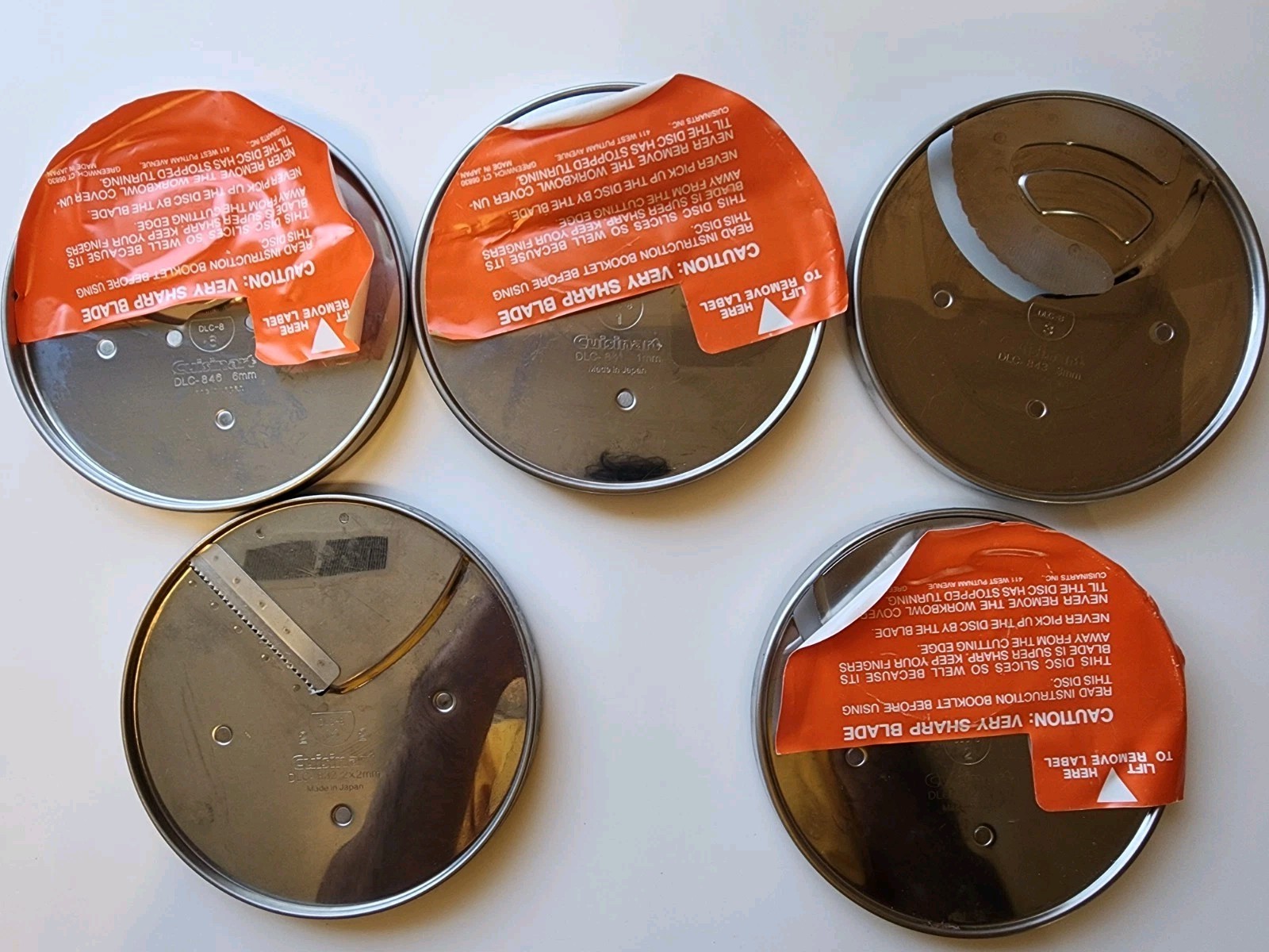 Lot Of 5 Cuisinart DLC-8 Slicing Disc Blades 2x2mm 832 846 842 843 841