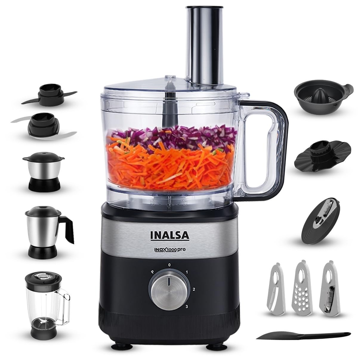 INALSA Food Processor For Kitchen With Mixer Grinder Juicer 1000 W 2.5L Jar 220V