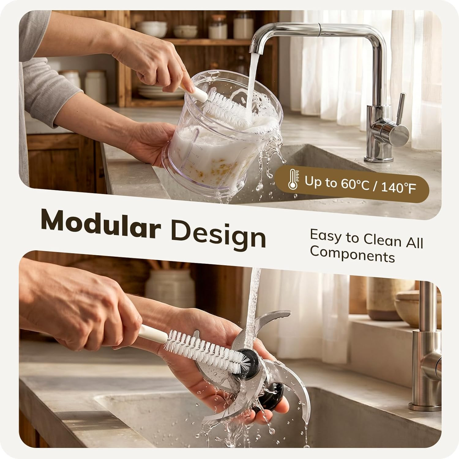 Food Processor Set: 2-Speed Electric Food Chopper with 2 Bowls (4 Cup+4 Cup), Ve