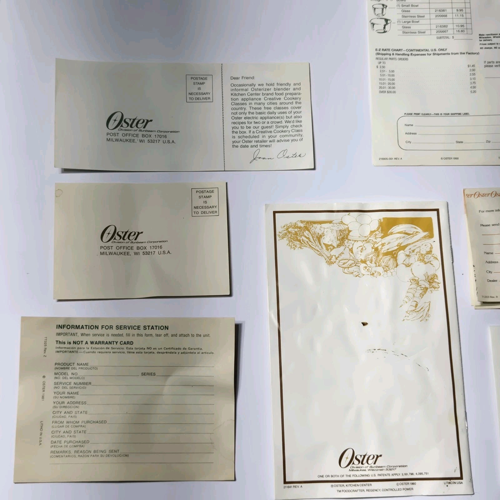 VINTAGE Oster Foodcrafter Slicer Shredder Salad Maker Instruction Manual 1980