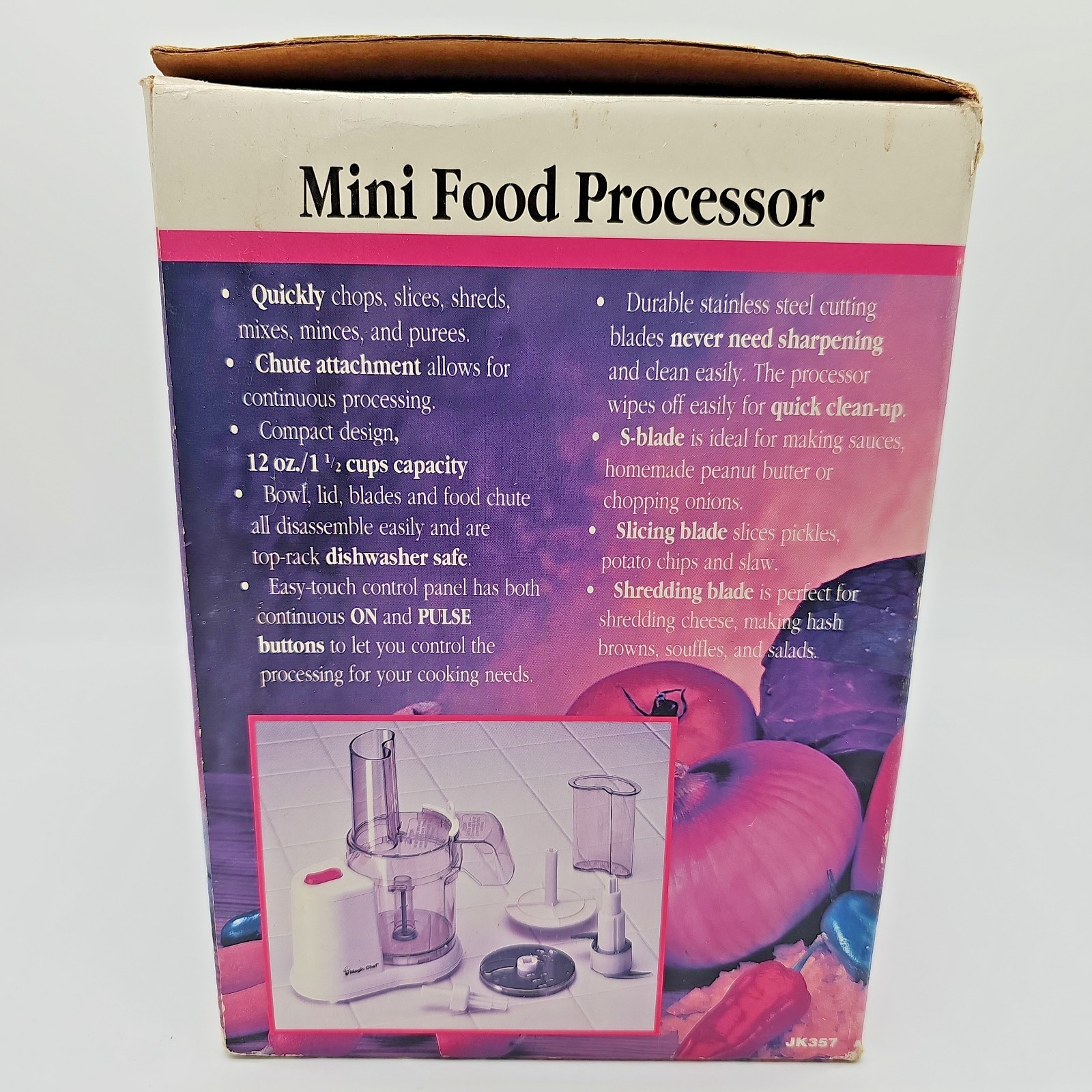 Magic Chef Mini Food Processor Compact 1-1/2C/12oz Capacity Chops Slices Shreads
