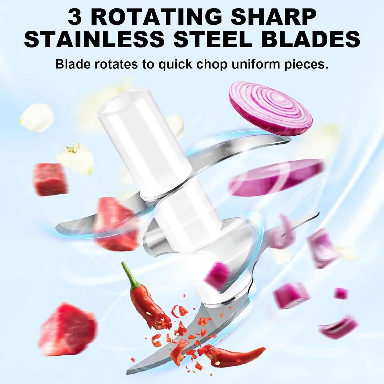 Electric Mini Garlic Chopper 250ML USB Food Processor for Onion Veg Fruit Meat