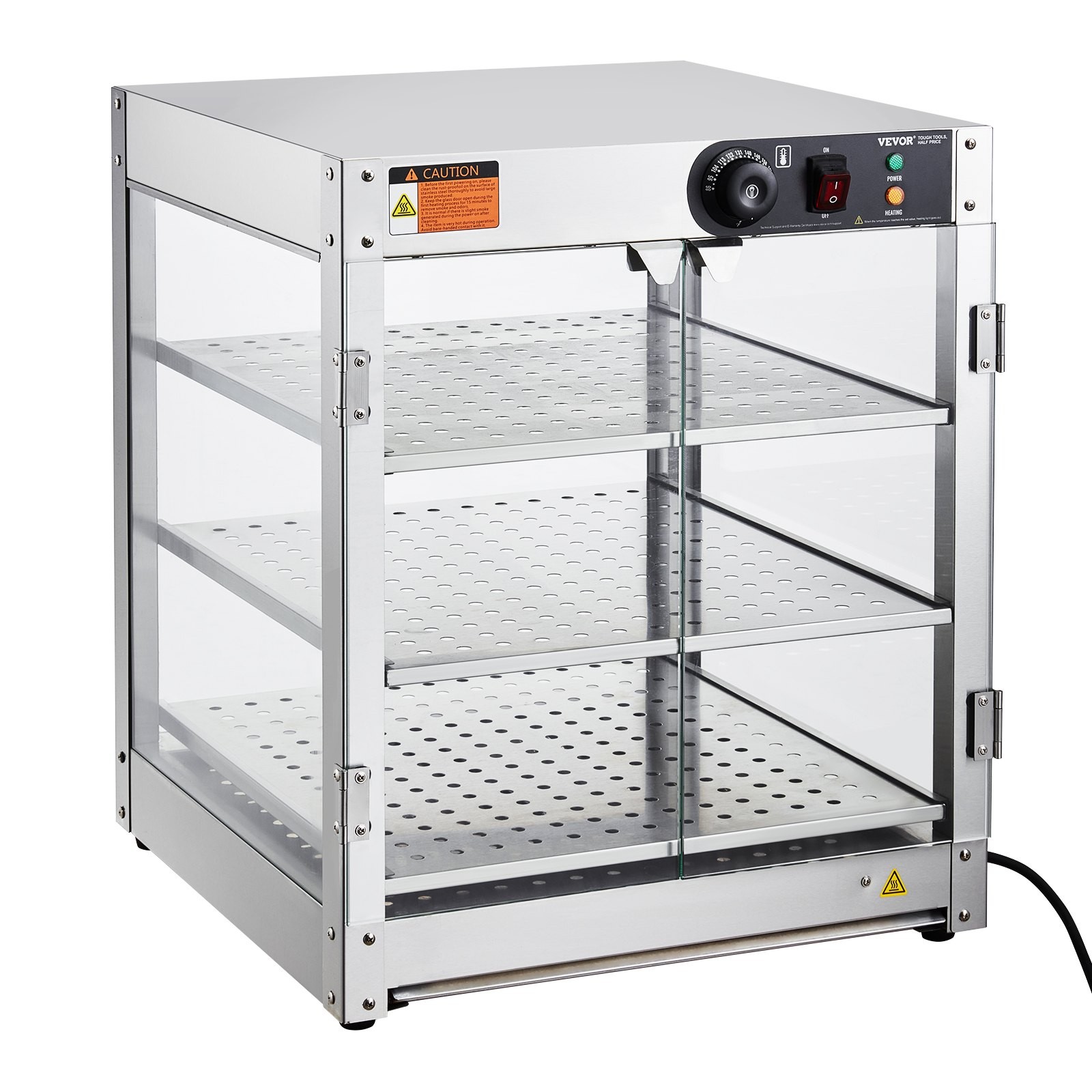 3-Tier Commercial Food Warmer Display, 800W Food Display Warmer with Light to En