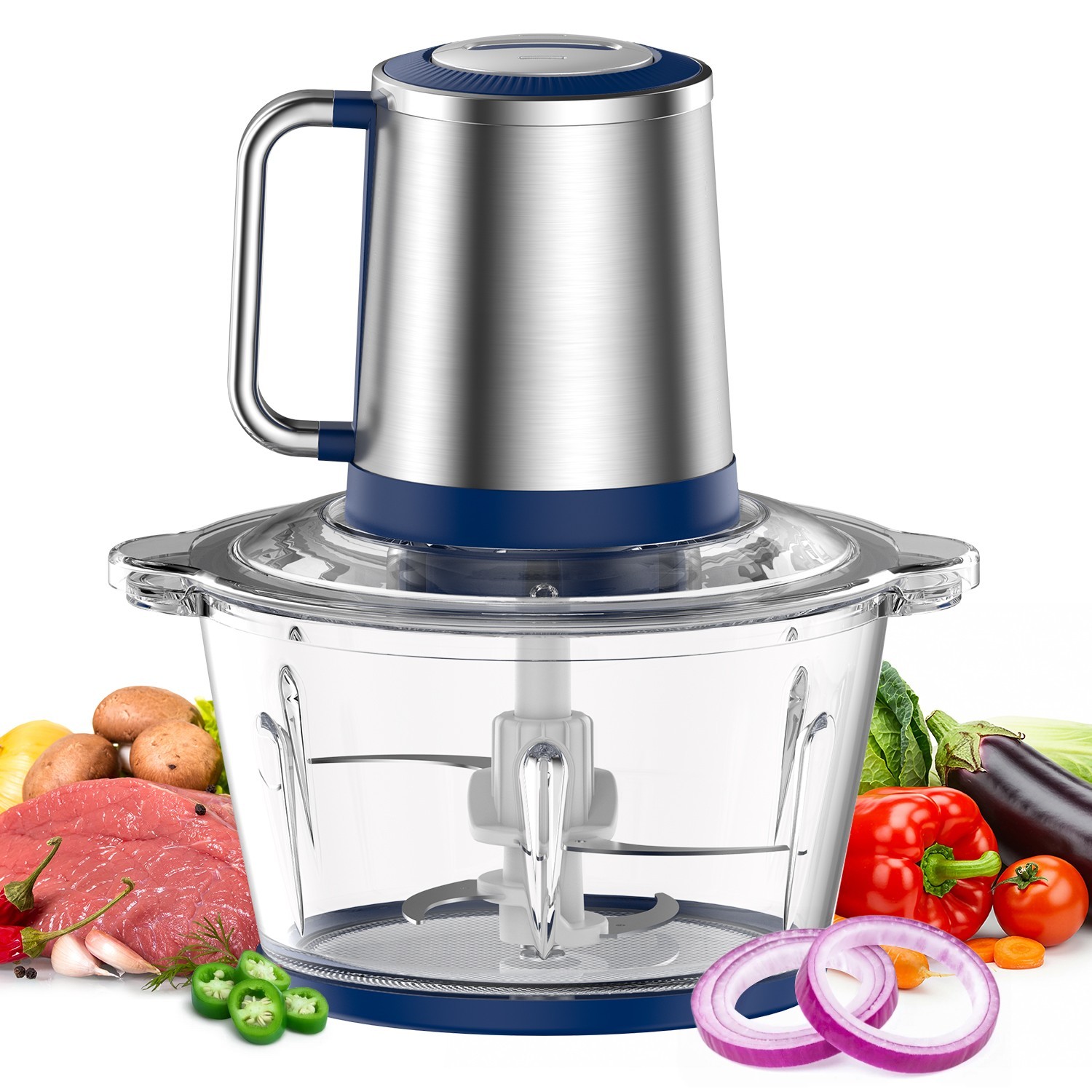 KOIOS Food Processors Electric Food Chopper Mixer 8 Cup Glass Bowl Chop Grinder