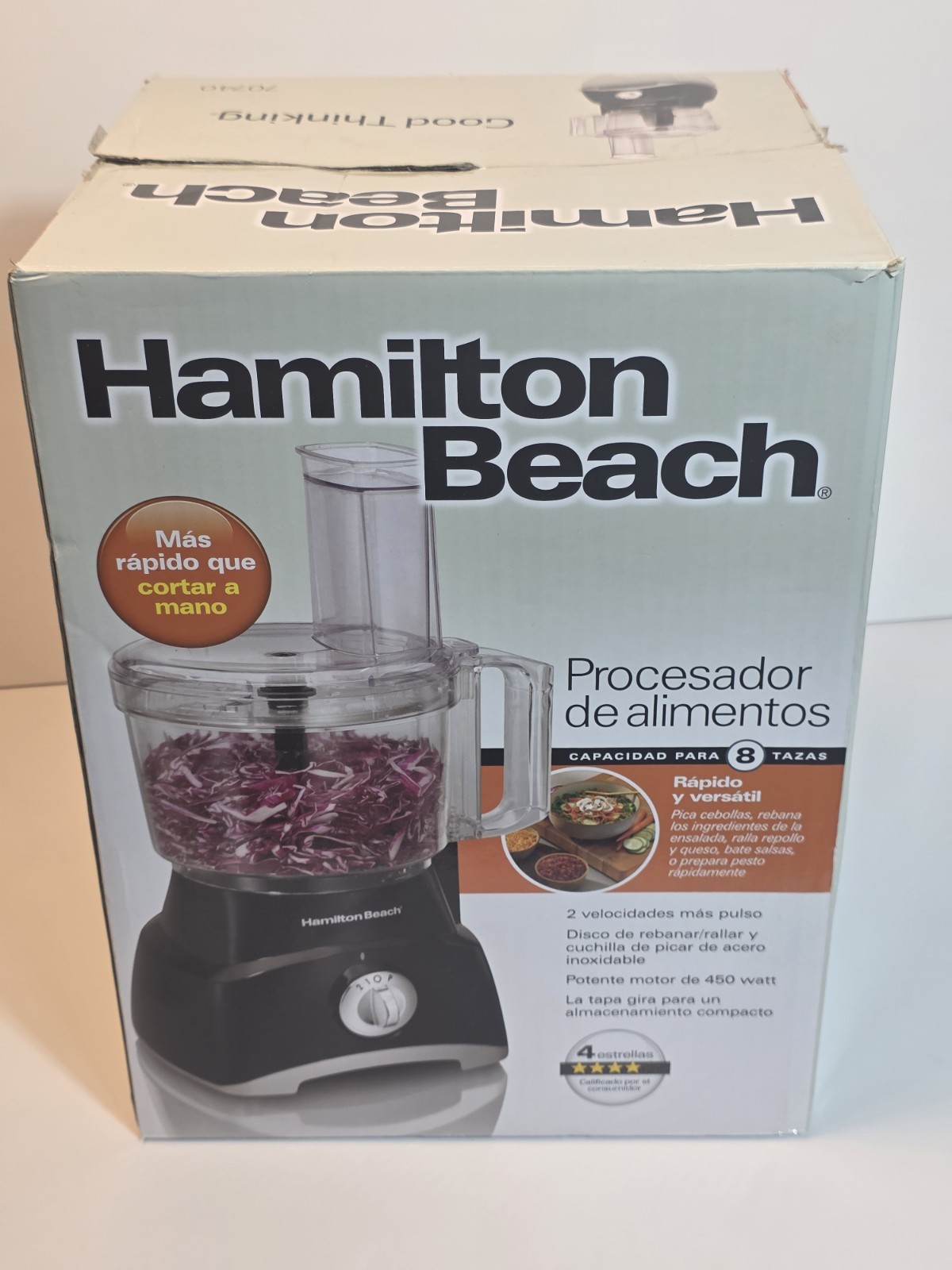 Hamilton Beach 8 Cup Food Processor Black 70740 450W 2 Speeds Pulse NEW open box