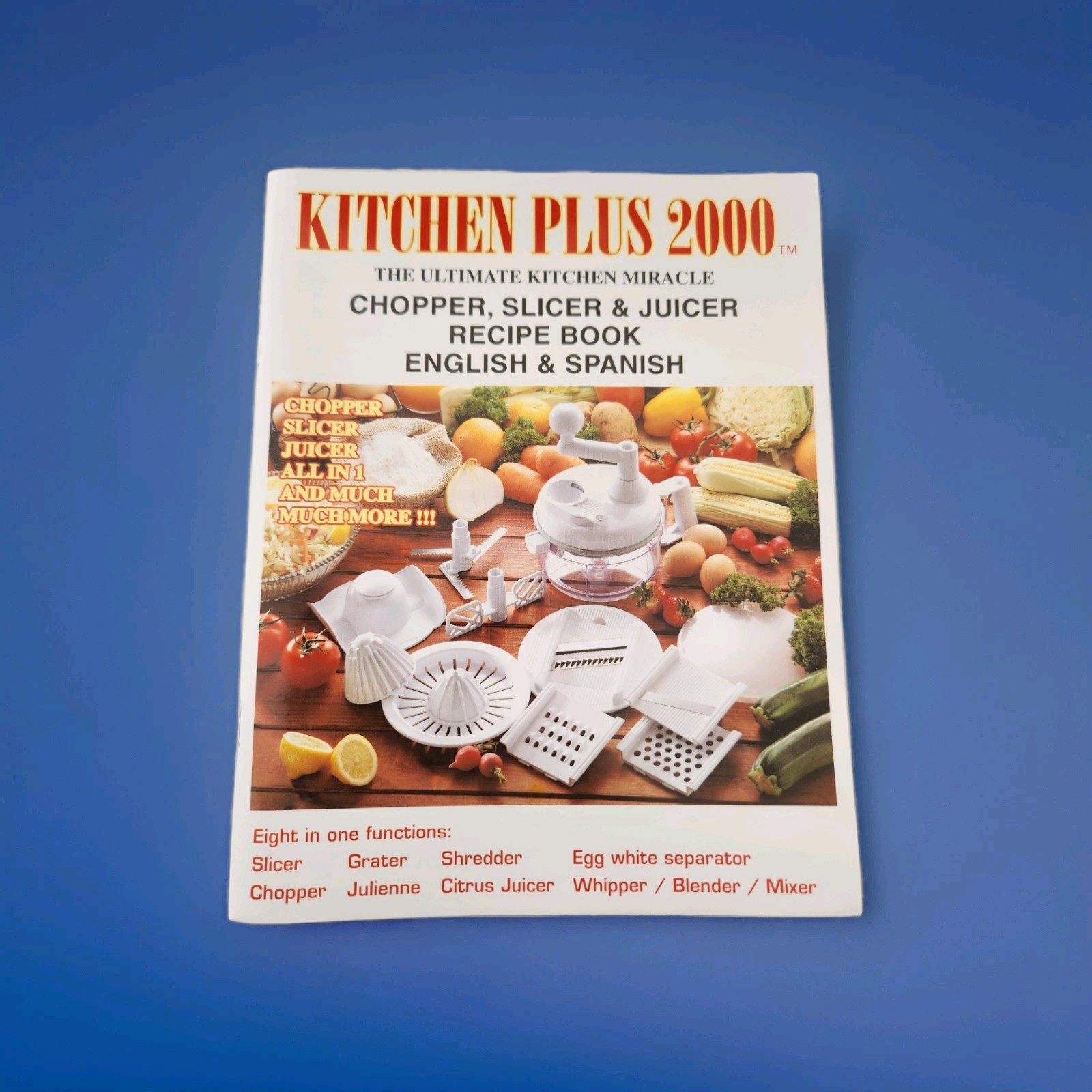 Kitchen Plus 2000 Manual Food Processor Chopper Slicer Open Box New Complete Kit