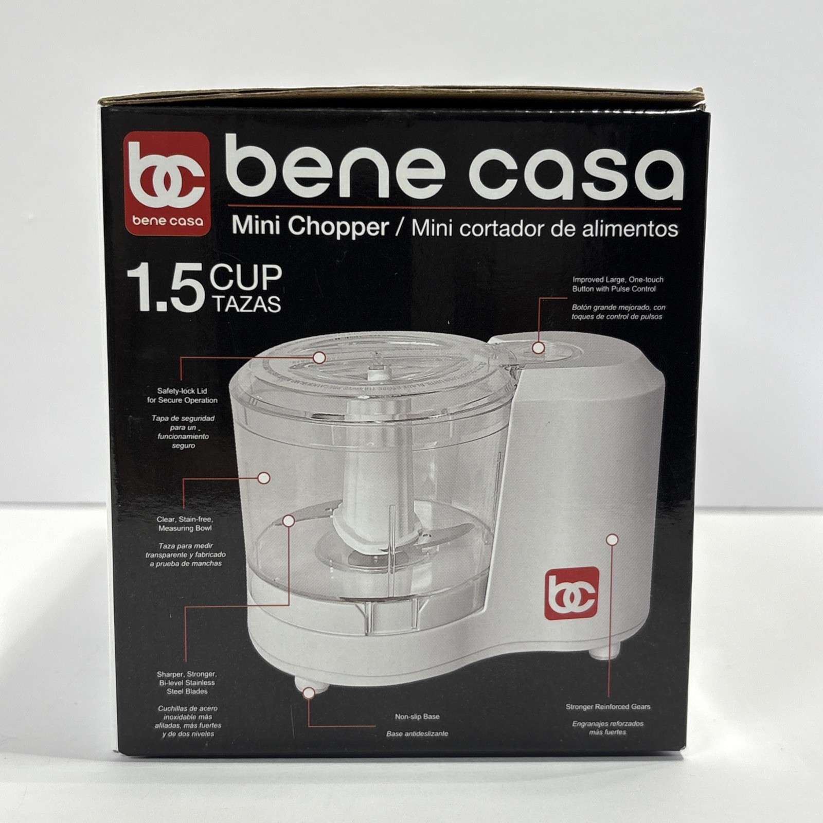 Bene Casa Mini Chopper Food Processor 1.5 Cup 100W White New In Box Sealed