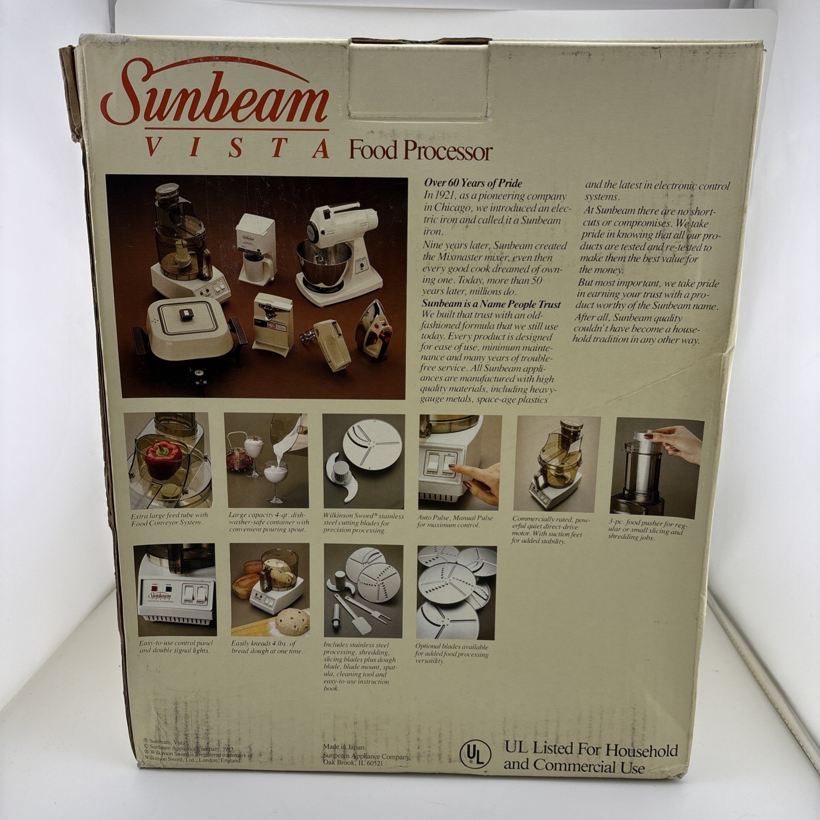 Vtg Sunbeam Vista Professional Food Processor 84071 Tested Working(NEW RARE)