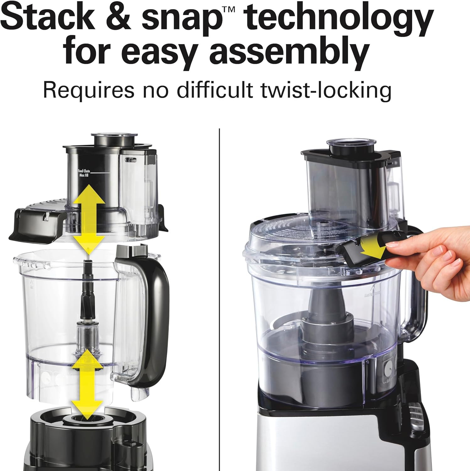 Stack & Snap Food Processor and Vegetable Chopper, BPA Free, Stainless Steel Bla
