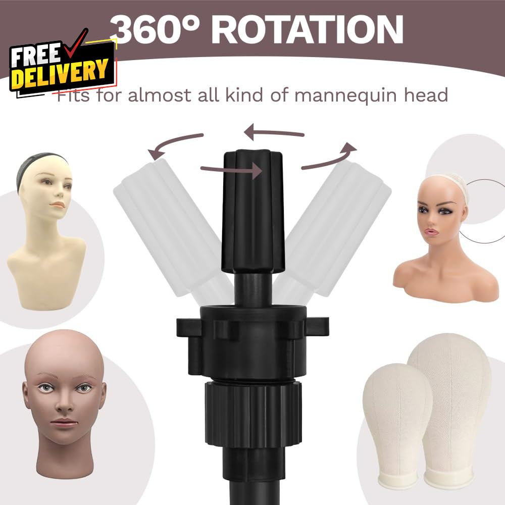 50 Inch Metal Wig Stand Adjustable Wig Head Stand Mannequin Head Stand for C….