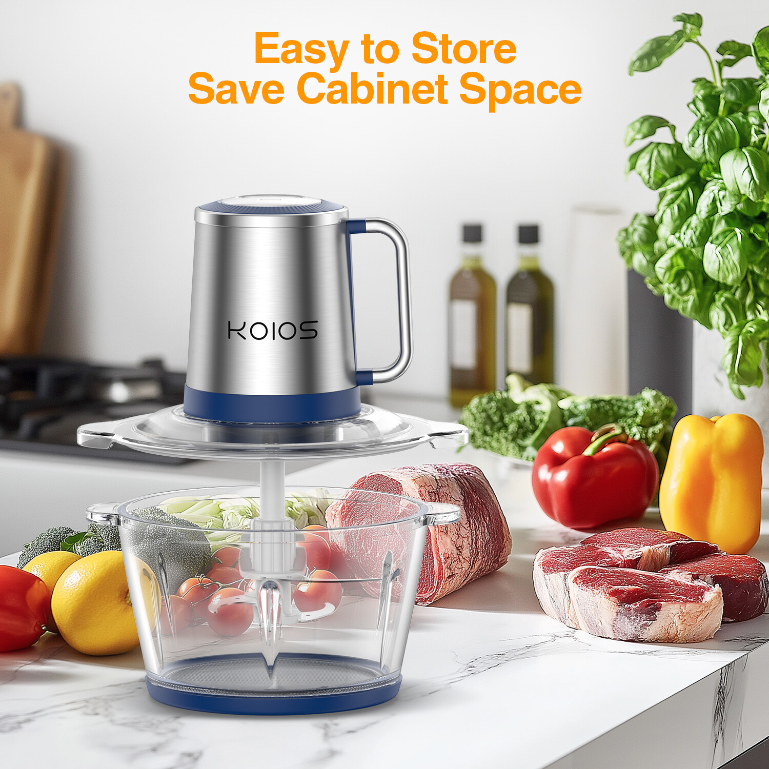 KOIOS Electric Food Processor, 2-Speed Food Chopper Meat Grinder with Glass Bowl