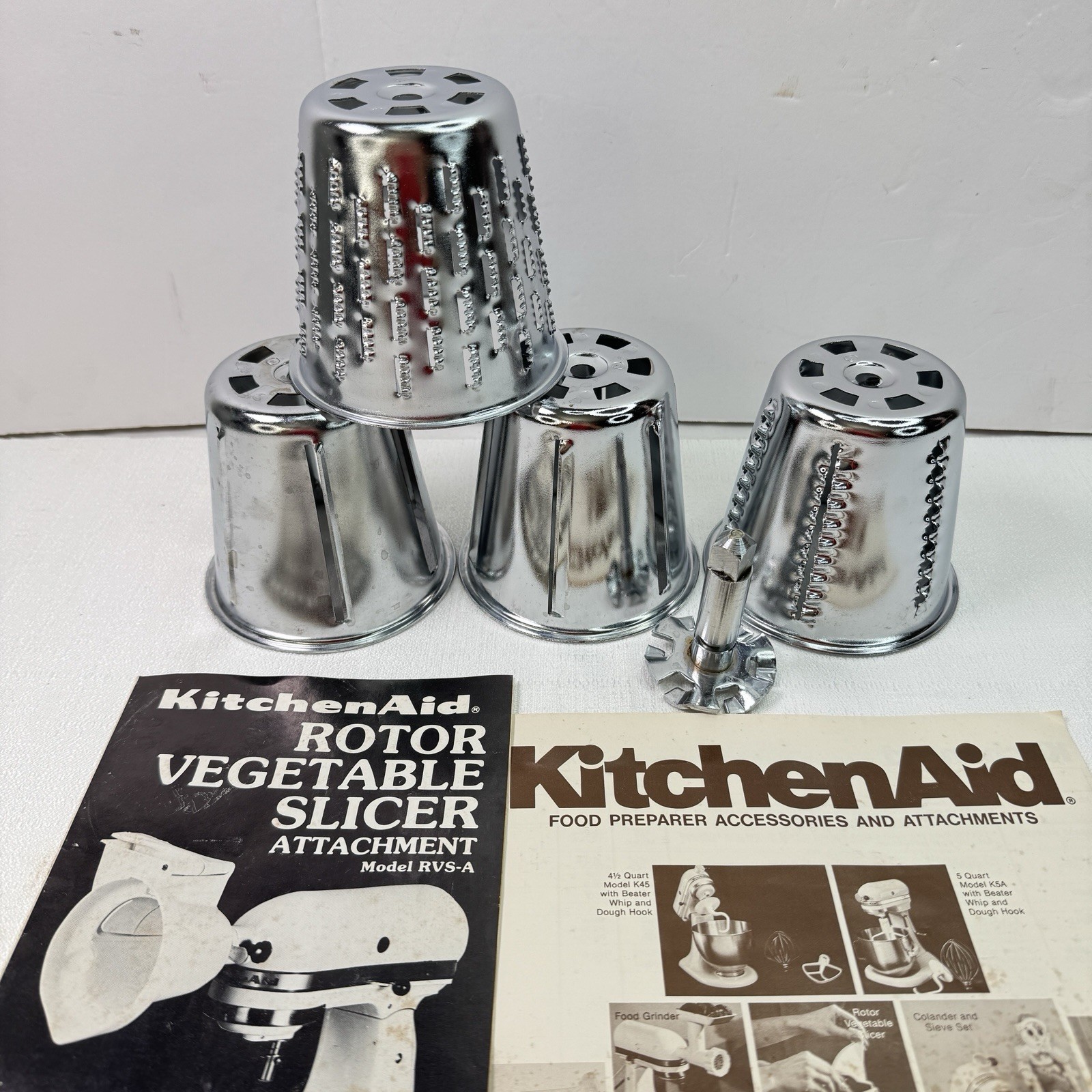 Vintage KitchenAid Blender RVS-A Rotor Vegetable Slicer Cones Shaft & Papers
