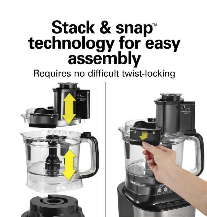 Hamilton Beach 10 Cup Food Processor and Chopper with Stack & Snap Design, Extra