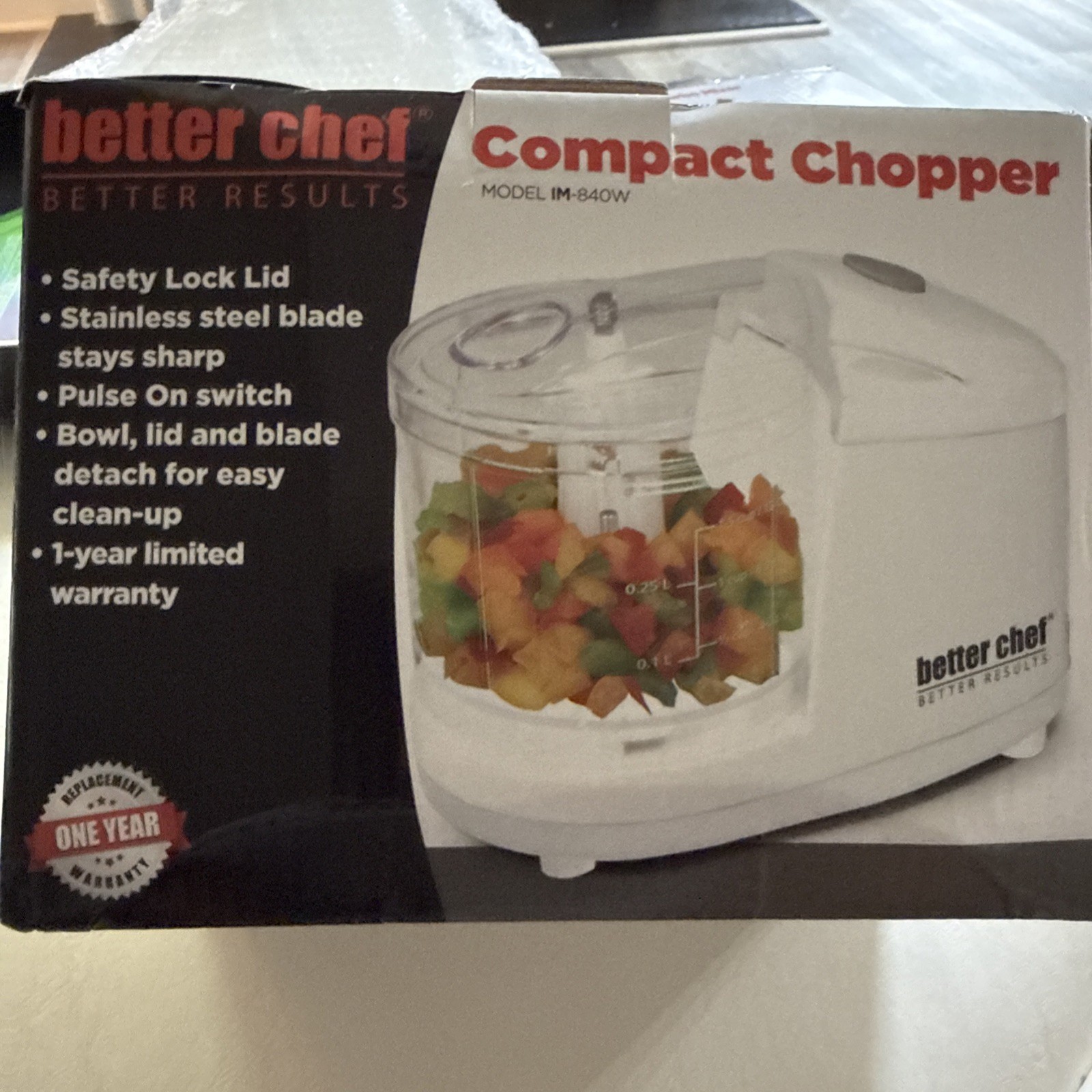 BETTER CHEF IM-840W Compact Chopper 1.5 Cup Mini FOOD PROCESSOR