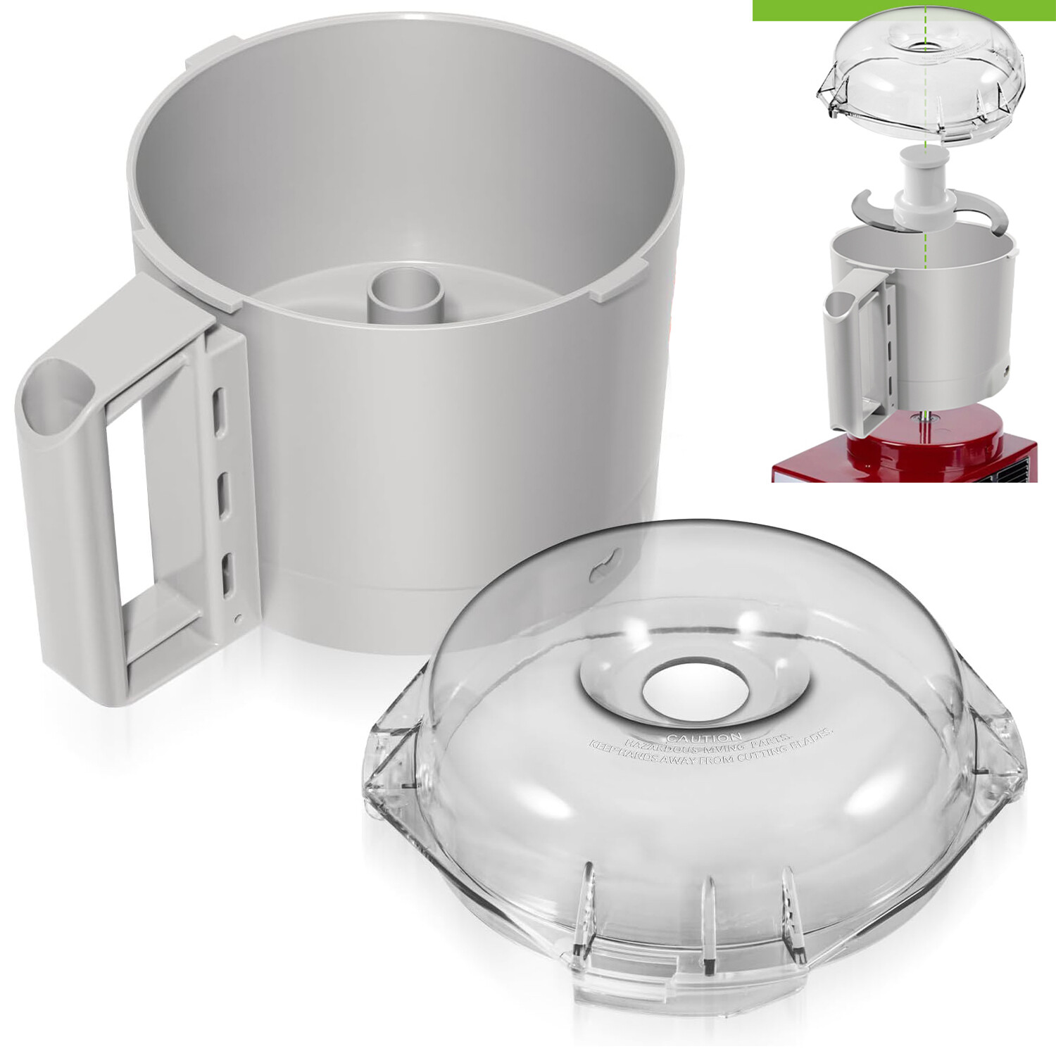 Cutter Bowl & Lid, 112204S 106458S for Robot Coupe R2 3L Gb, R2 DICE, R2B, R2N