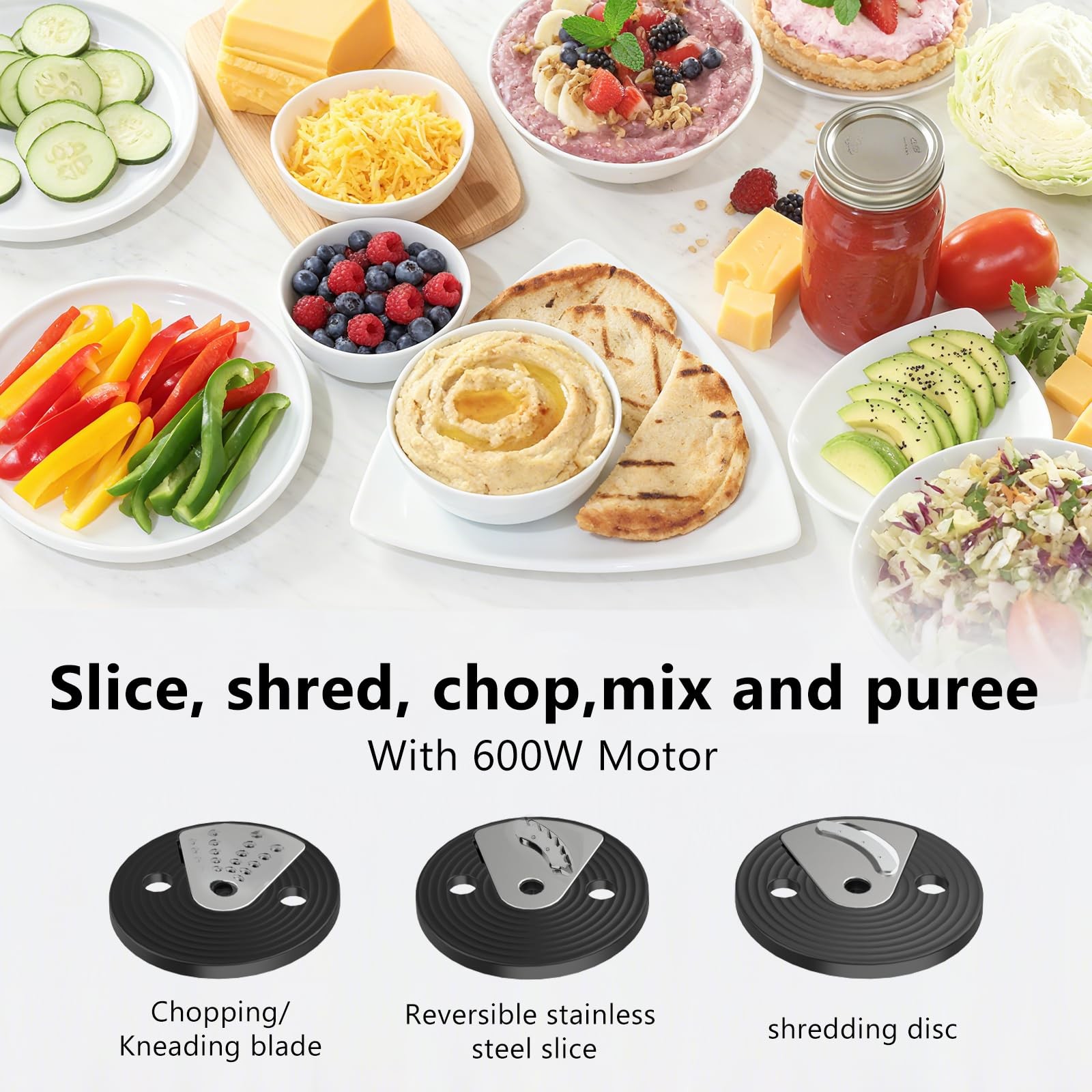 Smart Food Processor and Vegetable Chopper, 12 Cup Bowl, 6 Functions for Chop…