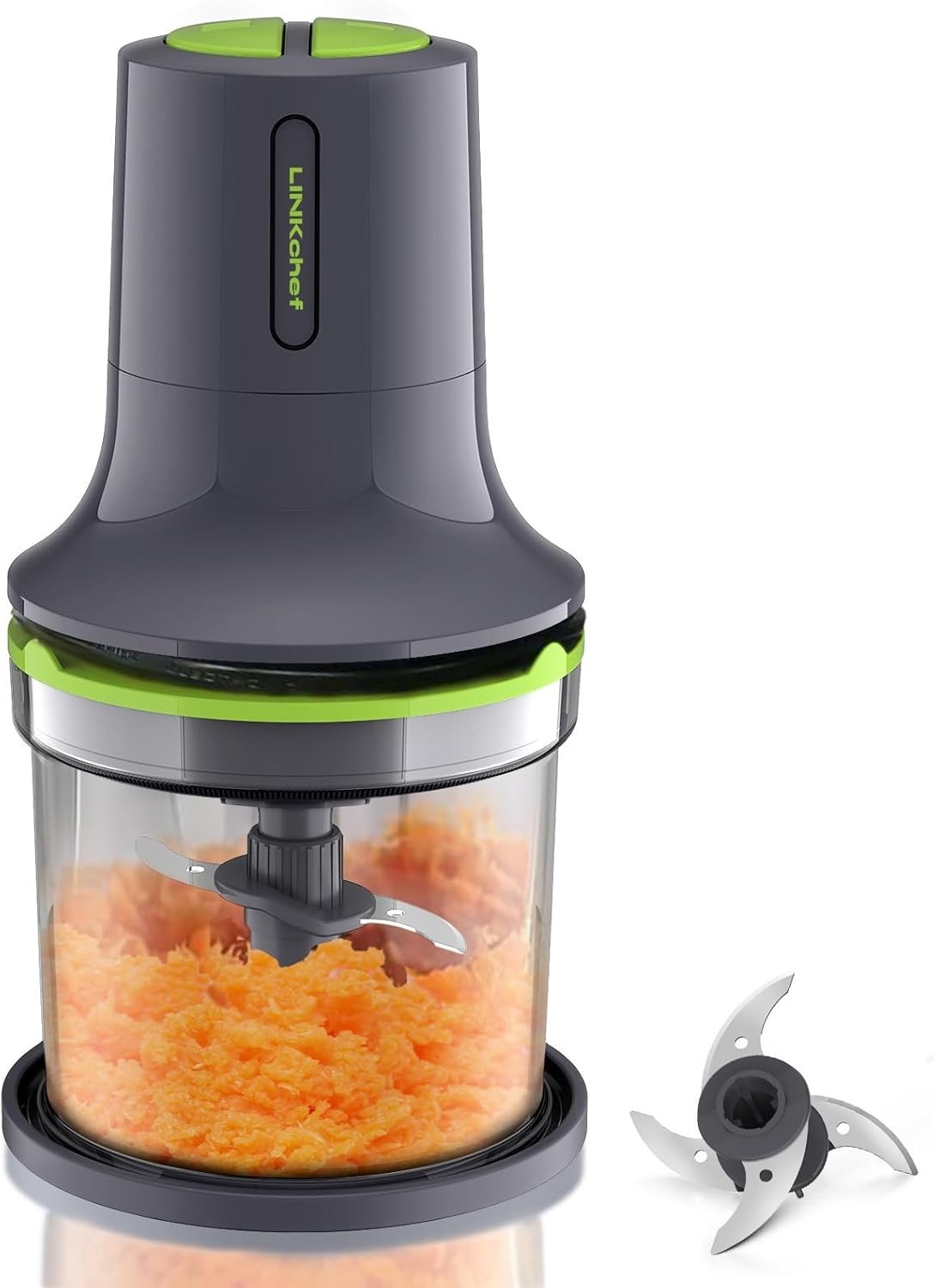 LINKChef Food Chopper 3 Cup Processor 260W Grinder with 4 Bi-Level Blades Grey