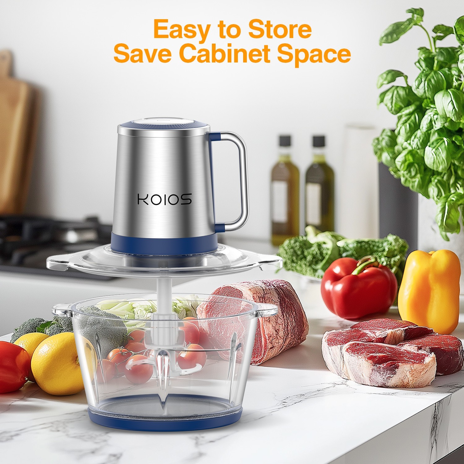 KOIOS 500W Powerful Electric Food Processor Kitchen Food Chopper Blender 8 Cups